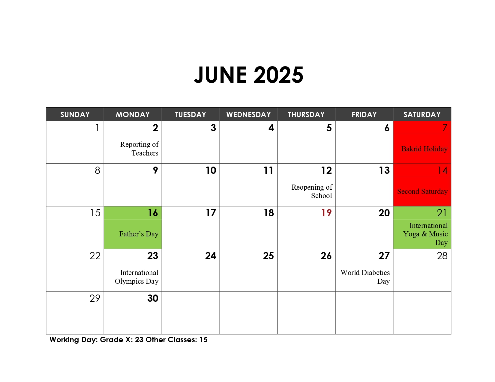 Academic Calendar, page 1