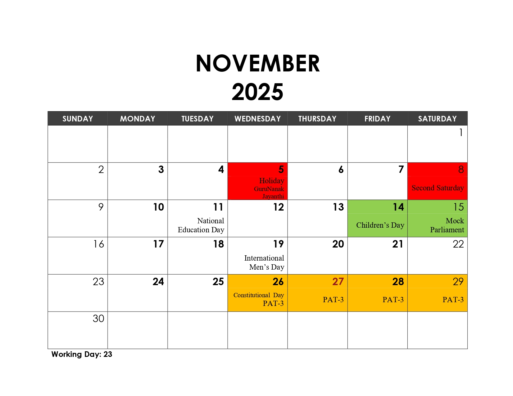 Academic Calendar, page 6
