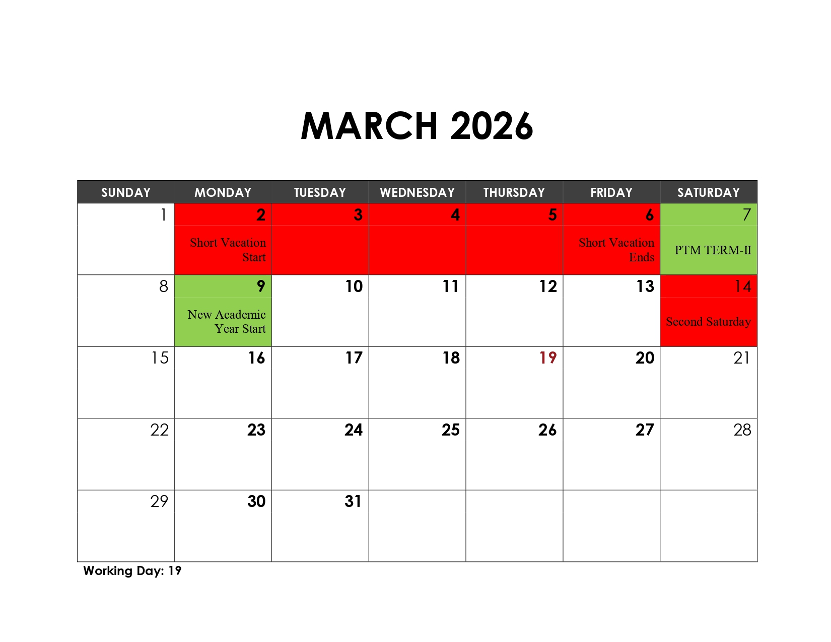 Academic Calendar, page 10