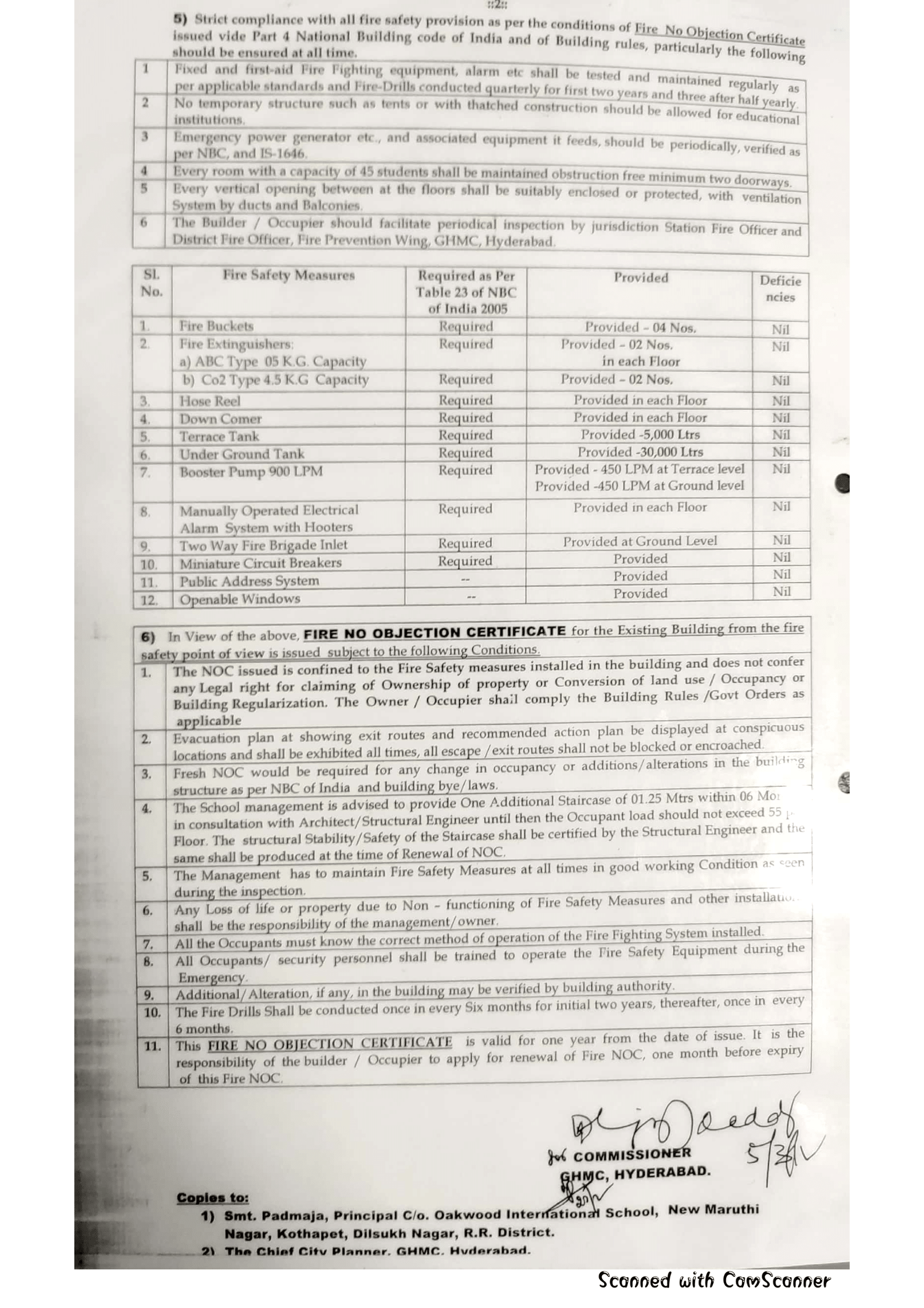 Fire Safety Certificate, page 2