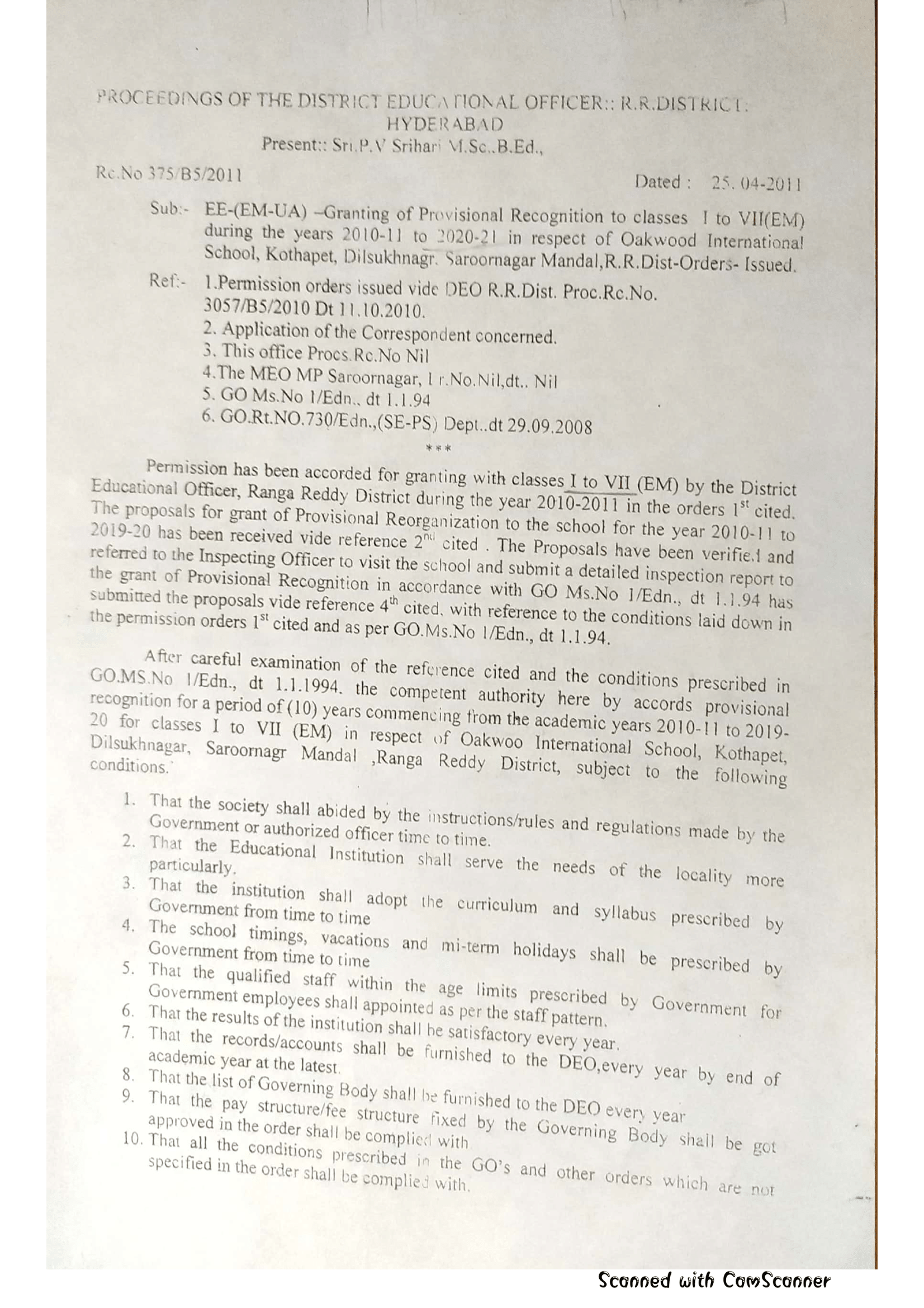 Recognition Certificate, page 1