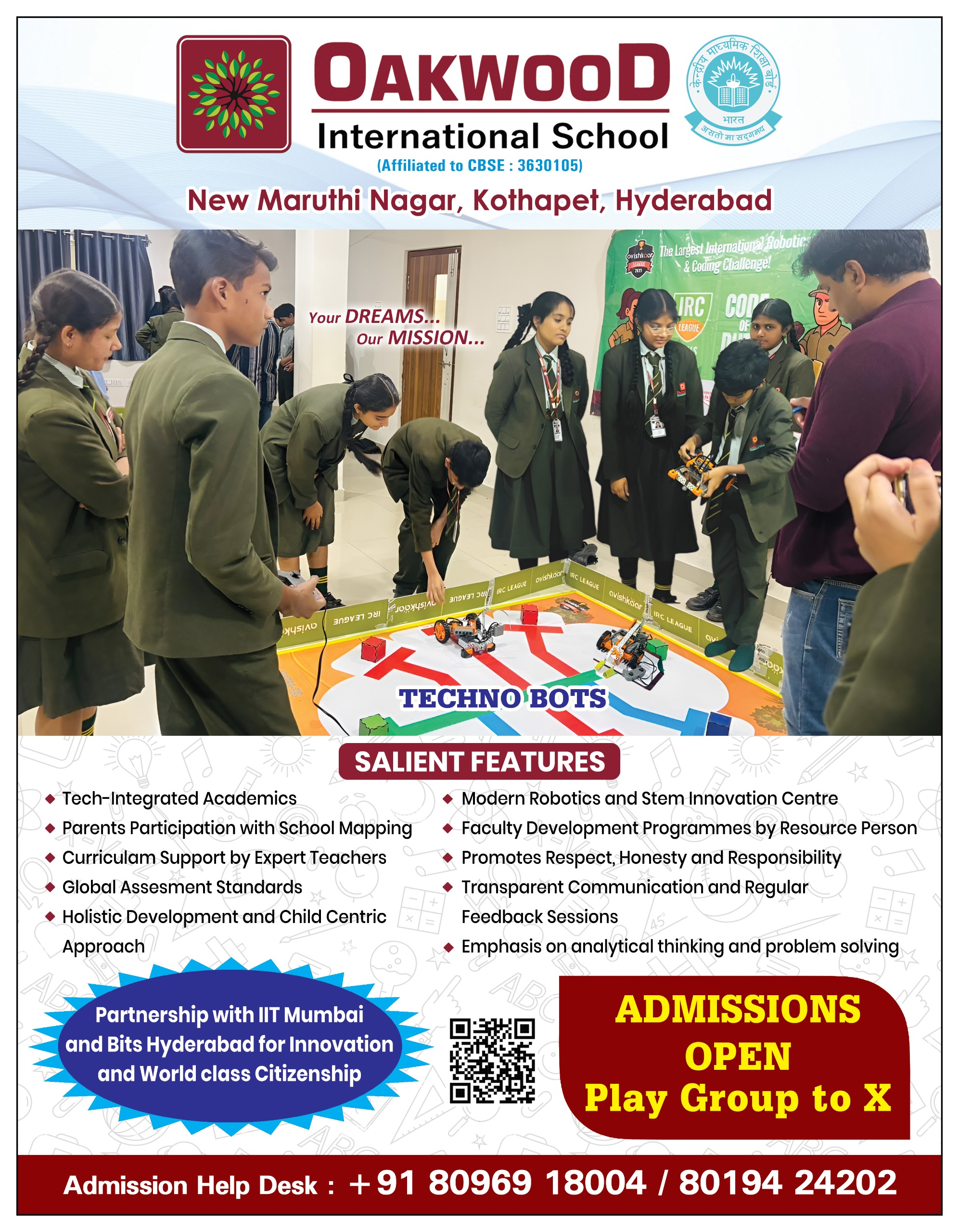 Oakwood school brochure, page one