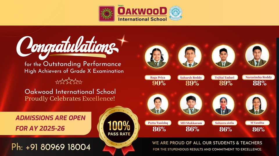 Oakwood International School CBSE student results and achievers for 2025